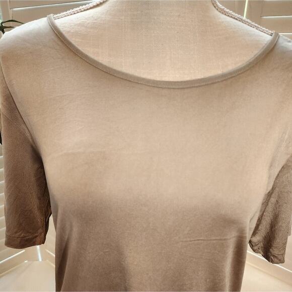 CHLOE SILK LIGHT BROWN BLOUSE MED - Picture 2 of 5